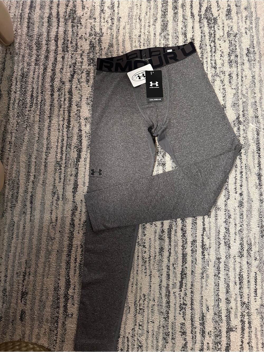 Under Armour Boys Coldgear Grey Compression Leggings sz L NWT